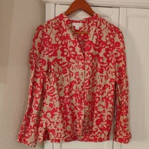 Charter Club Pink and Cream Floral Blouse
